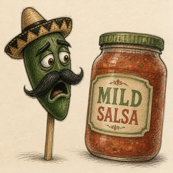 Jose shocked at a jar of mild salsa