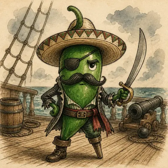 Jose as a pirate on a ship deck