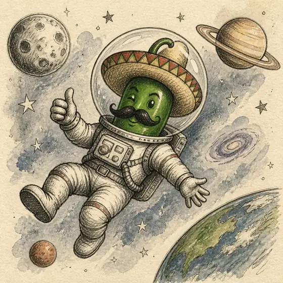 Jose as an astronaut floating in space
